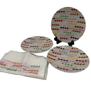 Vintage Dessert Ice Cream Plates (3) and Napkins (4) by Toscany 1960s-70s